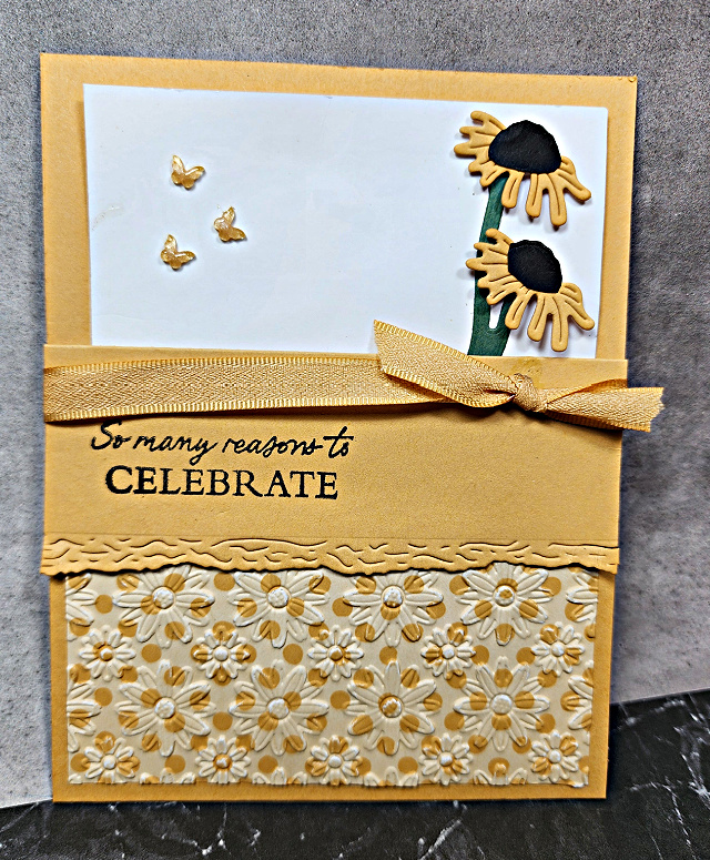 New In Color Golden Glow feature in this Pocket Fold Card